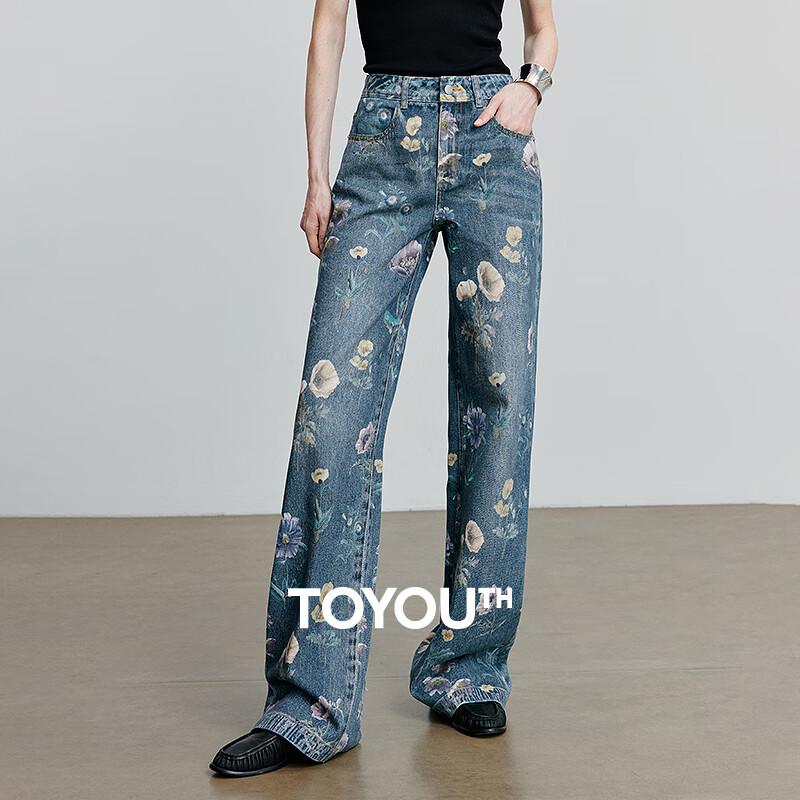 

Женские джинсы Chuyu 2025 летнего сезона в американском стиле с принтом и широкими штанинами 26