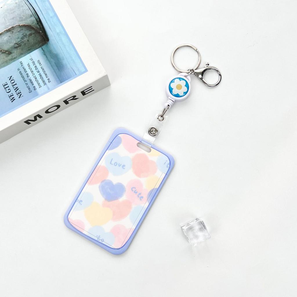 Ins Student Id Card Holder with Lanyard Slide Cover Transparent ABS School Card Cover Game Cards IC Card Protective Cover