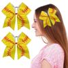 Yellow Glitter Edge Baseball Print Hair Bow Accessory with Hair Tie