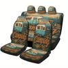 Camping Adventure Designed Car Seat Cover Set For Most Cars, High-quality Comfortable Car Seat Protector Covers Full Set, Univer