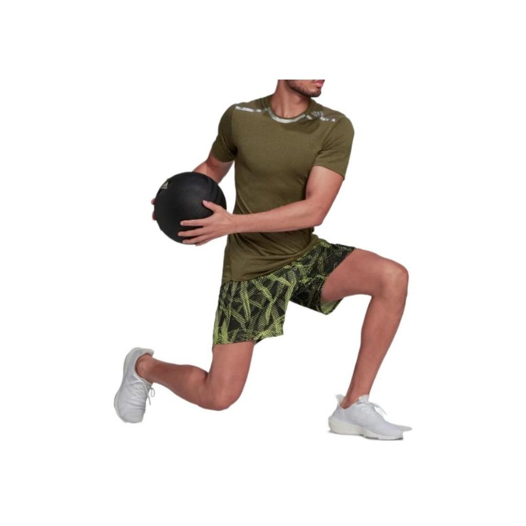 Adidas Solid Color Logo Print Slim Fit Crew Neck T-Shirt Men Tops Olive-Green HE5443