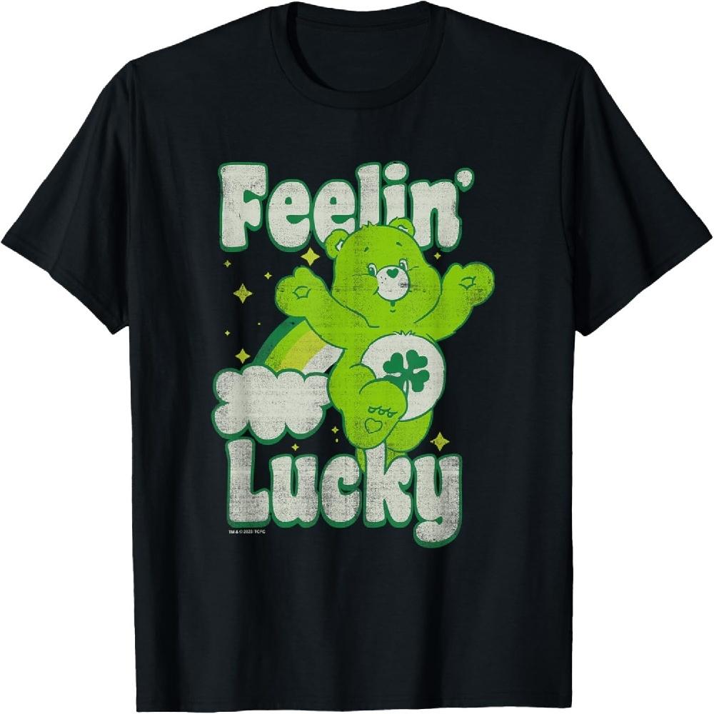 Футболка с изображением Медвежонка Удачи из серии Care Bears  Jumping Feelin Lucky  с эффектом потертости S чёрный