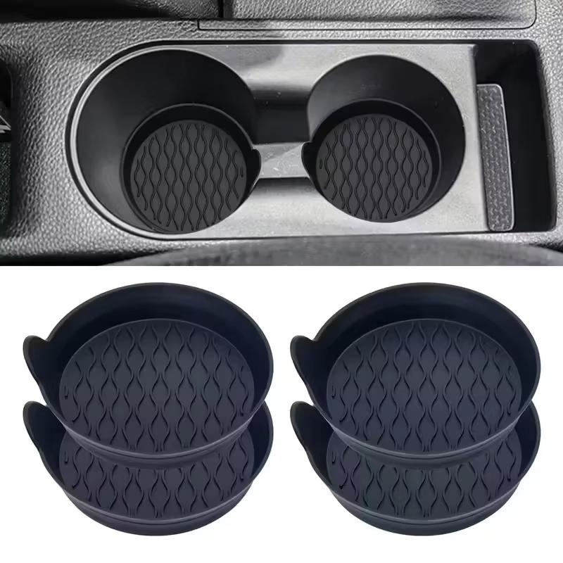 Car Silicone Cup Mat Leak Proof Car Water Cup Mat Circular Silicone Anti Slip Mat Heat-Resistant Car Interior Decoration