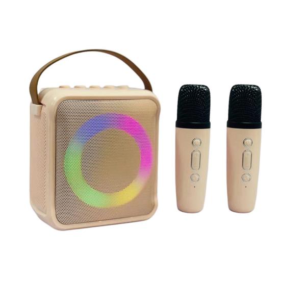 

Bluetooth-compatible Speaker with Microphones Kit Fast Connection Delay-Free Surround Sound Effects Mini Karaoke Machine Toy