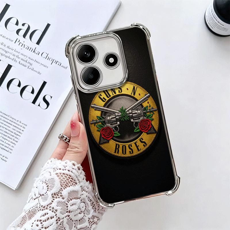 Band G-Guns N R-Roses Plating Phone Case For Xiaomi Redmi Note 14 15 Pro Plus 13 12 11 11S 11T 10 9S 9 5G Anti-Fall Airabag Cove