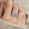 Huitan Eternity Leaf Design Finger Rings for Women Sparkling Crystal Cubic Zirconia 3 Metal Colors Luxury Trendy Wedding Jewelry