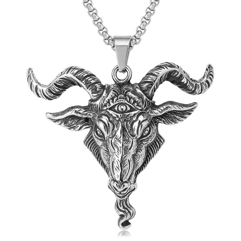 Gothic Lucifer Goat Men's Pendant Chain Popular Charm Stainless Steel Satan Baphomet Necklace Gift Jewelry Accessories
