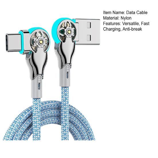 Dual Elbow USB C Cable 180 Degree Angled 3A Fast Charging & Data Sync Data Cord Nylon Braided Charging Cord for Most Phones