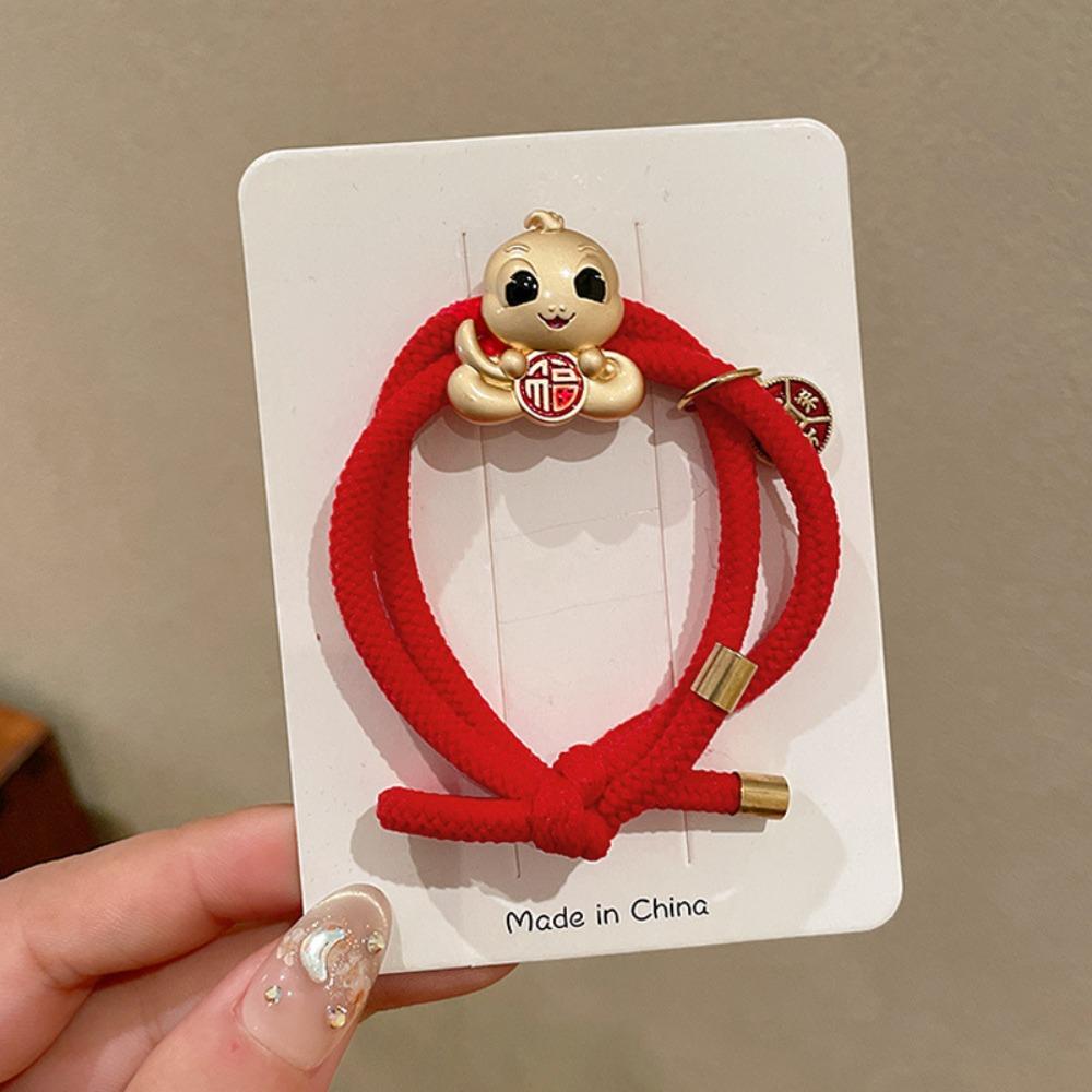 Zinc Zinc Alloy Snake Year Hair Ring Rhinestone Chinese Style Bracelet Fashion New Year Hair Rope Festival