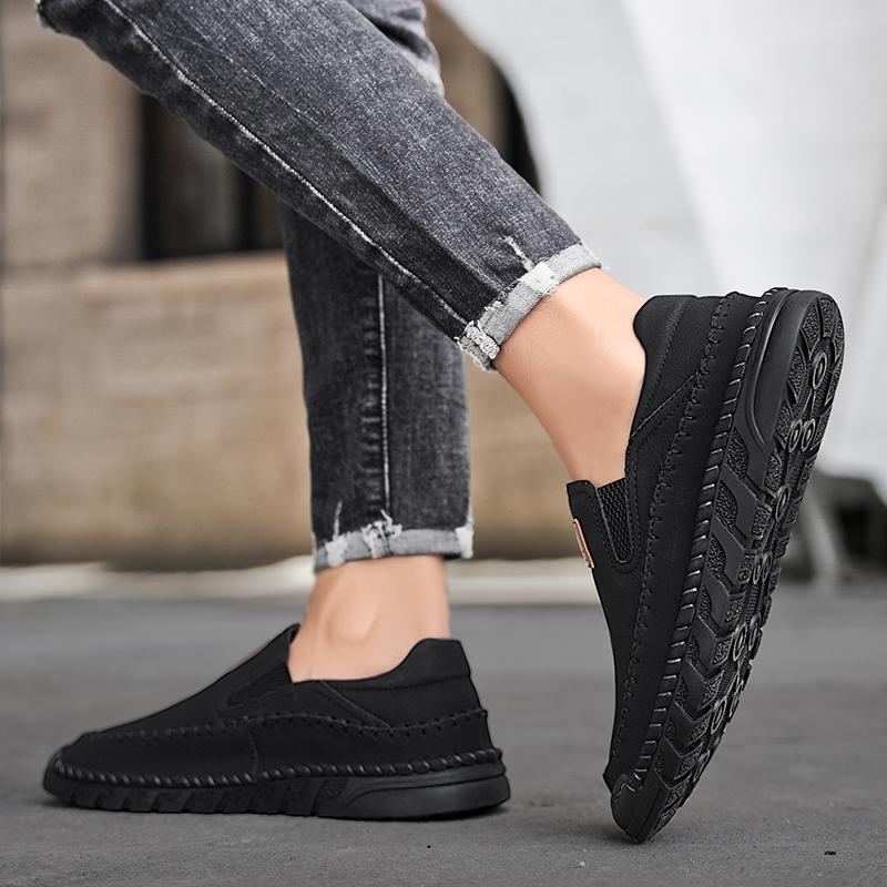 38-46 Men's Handmade Leather Shoes Casual Loafers Slip On Leather Flats Outdoor Walking Shoes