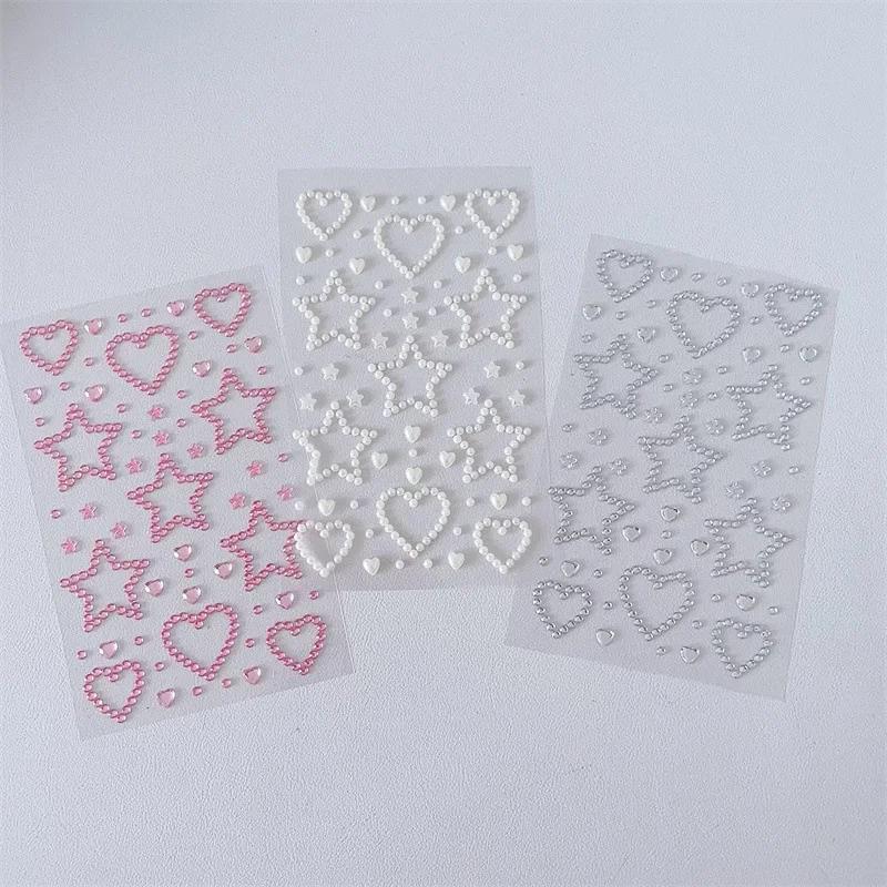 3D Rhinestone Heart Stickers Adhesive Decorative Stickers Glitter Star Card Handmade Sticker For Girls DIY Art Supplies