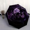 Purple Skull Art Print: Abstract Gothic Design for Umbrella, Portable 3-Fold Umbrella for Men & Women,Christmas Gift ES223