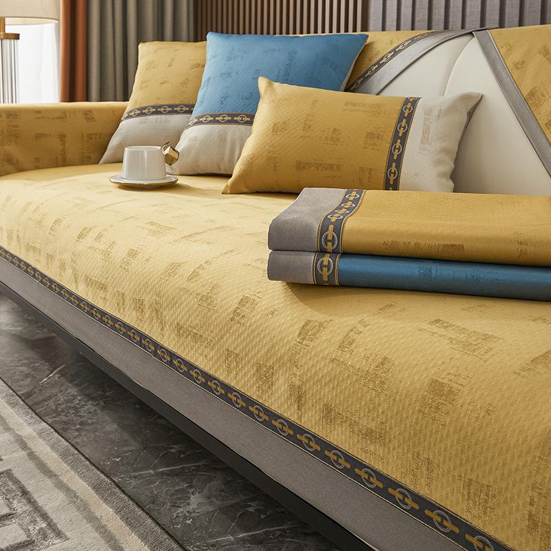 

Роскошная подушка для дивана для гостиной, синель, нескользящий диван, полотенце, чехол для дивана, серый чехол с широким краем, чехол для сиденья, защита дома 70x70cm 1pcs