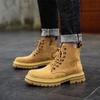 Men's Retro Korean Style Mid-Cut Zipper Leather Boots - British Trendy Design (29156)