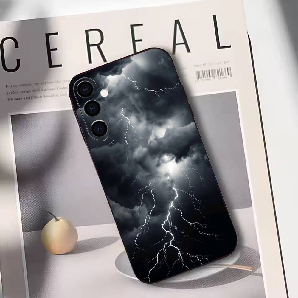Lightning Realistic Aesthetic Phone Case For Samsung Galaxy A73,A72,A71,A70,A53,A52,A51,Others Soft Black Cover