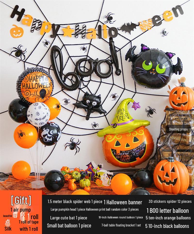 Halloween Kindergarten Party Wall Decor: Balloons & Props for Kids' Atmosphere