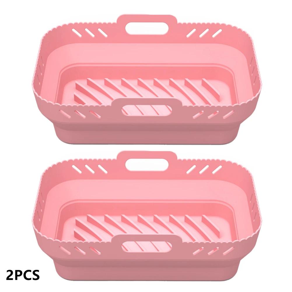 2pcs Foldable Silicone Air Fryer Liner for Ninja Dual Air Fryer Accessories Reusable Silicone Pot Grill Pan Kitchen Baking Tools