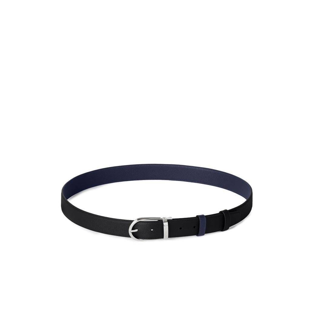 Round Buckle Belt x Navy Leather x Nobile Leather Italian Leather Genuine Leather Present Day Gift [BONAVENTURA] Men's (35mm) [Black (Nobile (Noblesse