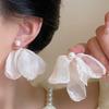 Mori Super Fairy Chiffon Flower Earrings Holiday Wind Sweet Advanced Stud Earrings Gentle French Mesh Petal Earrings
