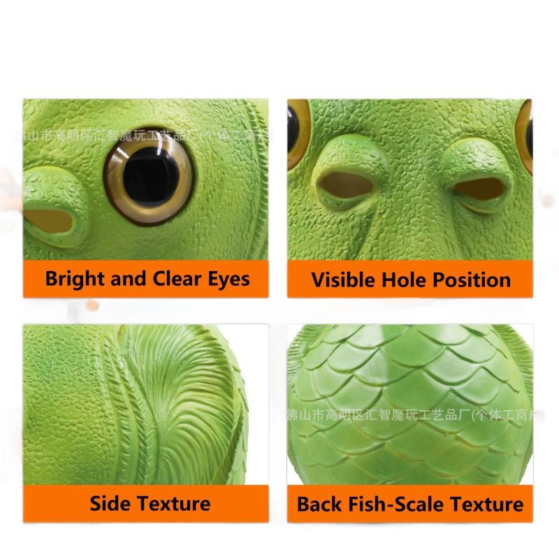 Halloween Funny Green Fish Head Latex Mask Full Cosplay Prop Party