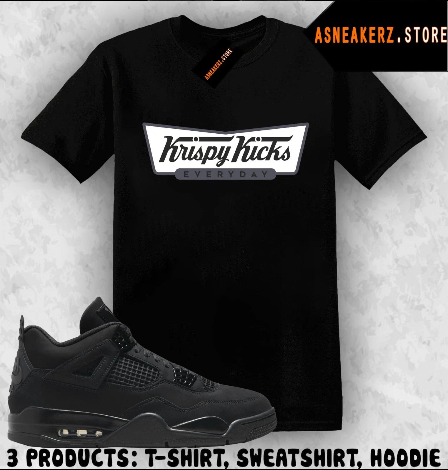 

Футболка в тон AJ 4 Black Cat 2025 Для сочетания со кроссовками Krispy Kicks Футболка 3XL