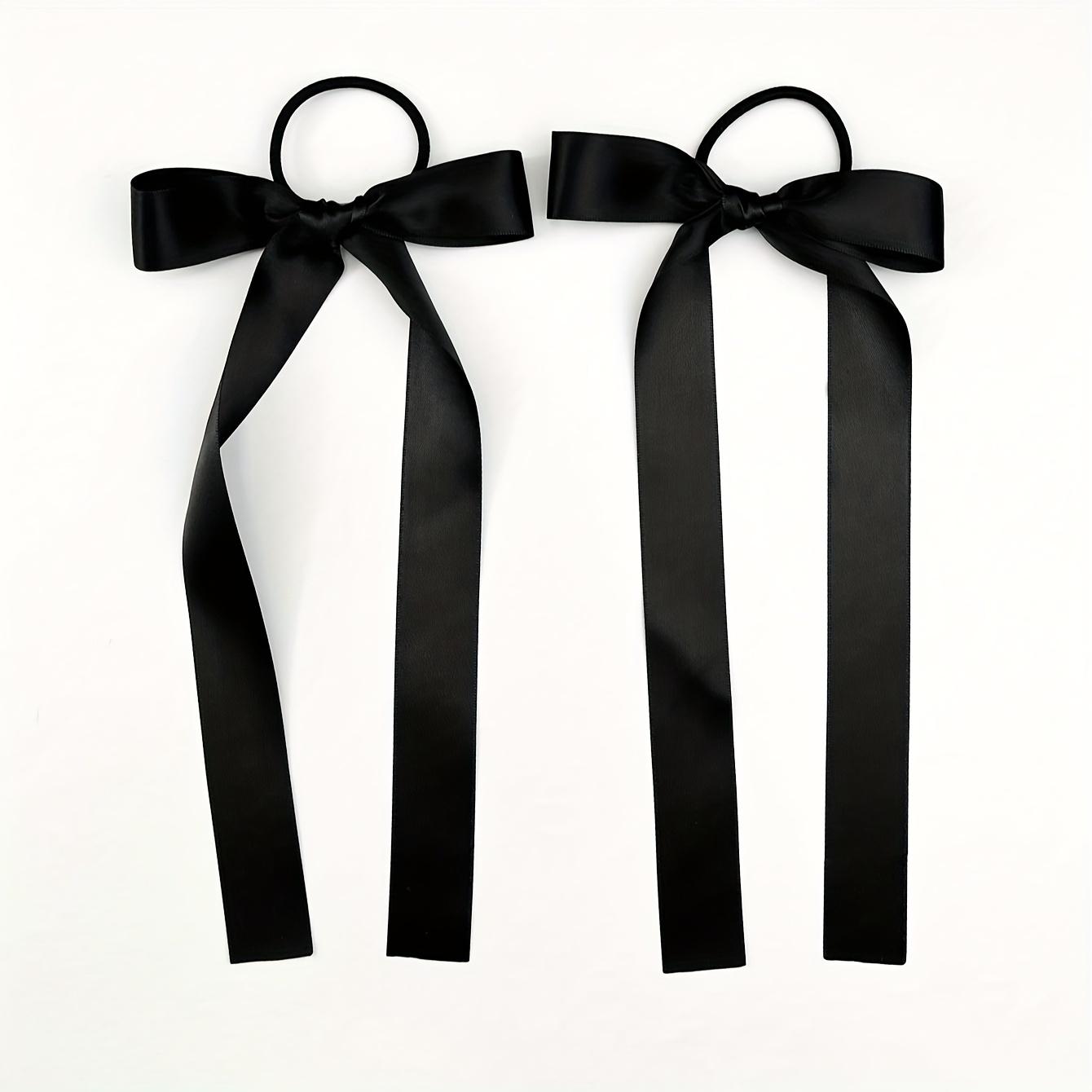 

2 шт. Элегантные декоративные резинки для волос с лентами и бантами, модные эластичные резинки для волос для женщин и девушек, идеальный аксессуар для Дня святого Валентина чёрный