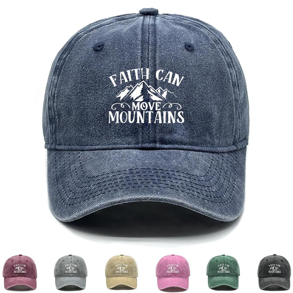 FAITH CAN MOVE MOUNTAINS" Print Snapback Baseball Hat, Flat Cap Sporting Vintage Sunshade Casual Adjustable Baseball Cap
