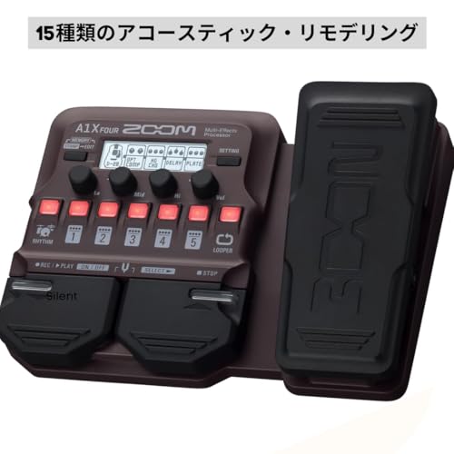 Zoom A1X Four Acoustic Instrument Multi-Effects Pedal with Microphone Adapter for Saxophone Violin Harmonica Acoustic Guitar Live Streaming Home