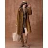 Women's 100% Lambswool Plush Stand-Up Collar Coat