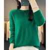 Women's Cashmere Hollow-Out Round Neck Knitted Wool Pullover Sweater