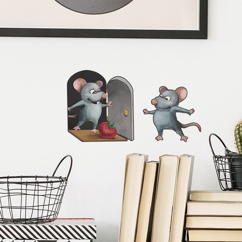 Cartoon Mouse Hole Wall Sticker Realistic Wall Decals For Living Room Kindergarten Bedroom Kids Room Wall Decor