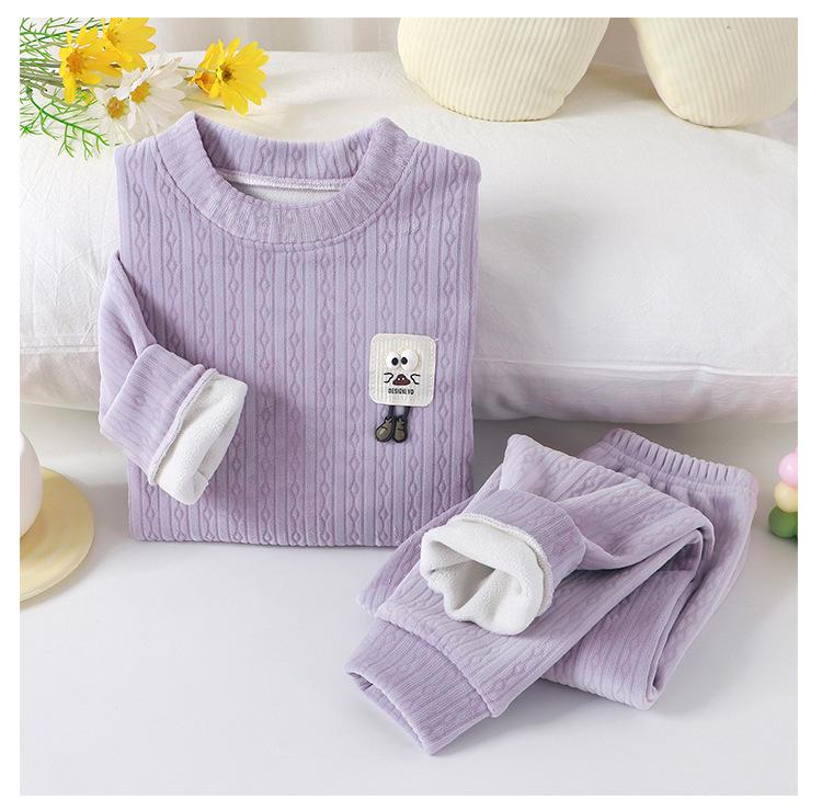 Kids' Cozy Velvet Pajama Set for Boys and Girls - Thick, Two-Piece, Autumn/Winter Wear