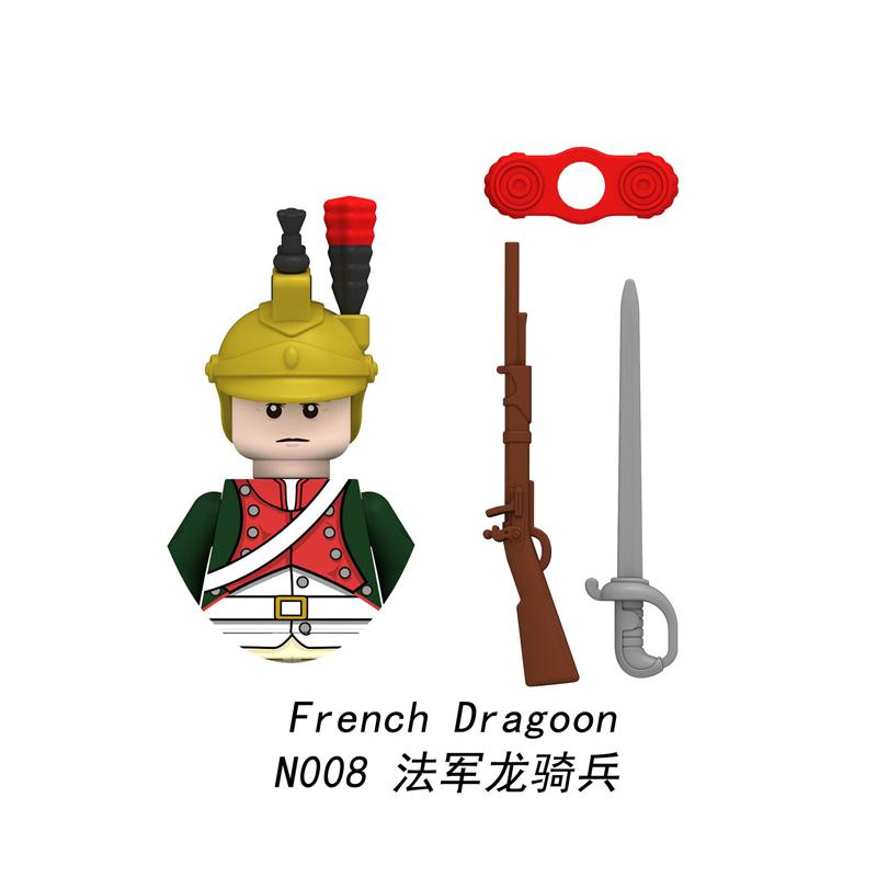 Napoleonic Wars Military Soldiers Building Blocks Sets WW2 MiniFigures French British Fusilier Rifles Bagpiper Weapons Kids Toys