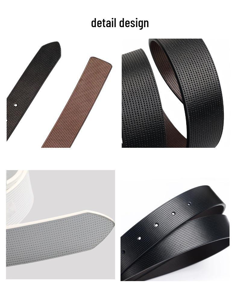 Men's 3.5CM Two-Layer Leather Belt with Automatic Buckle