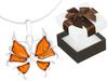 Long Silver Women' Butterfly Necklace with Amber Butterfly Amber 60