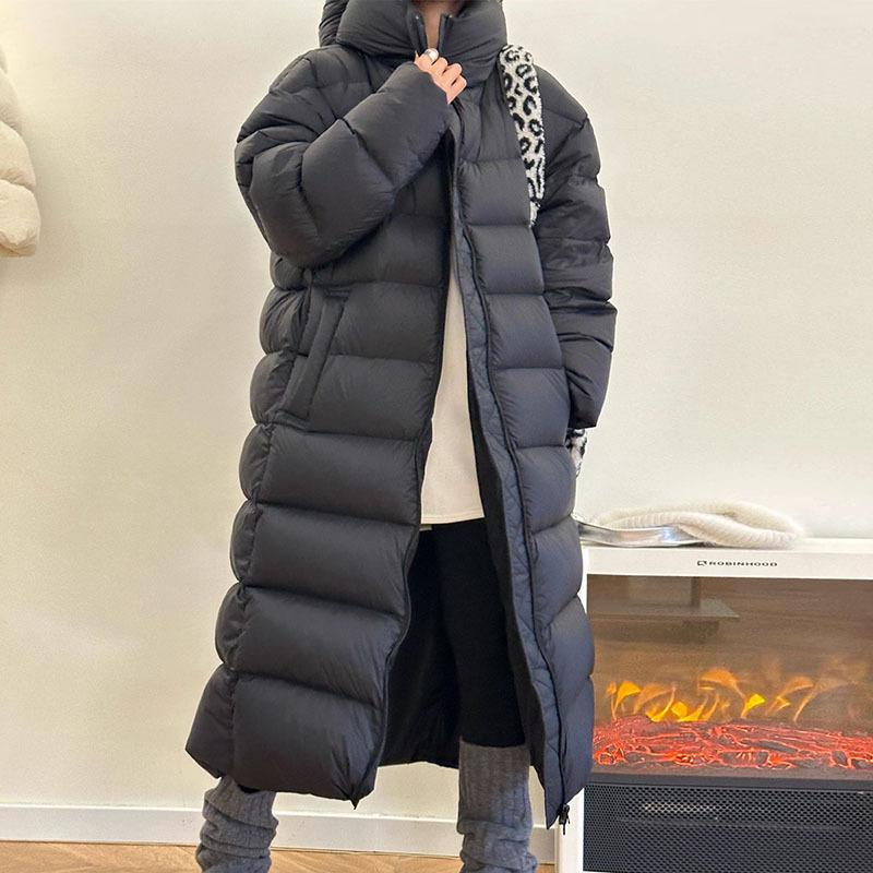 

Морозостійка пухова потовщена велика ковдра пуховик жіночий довгий 2025 нова мода бездушна пряма зарядка пуховик тренд M