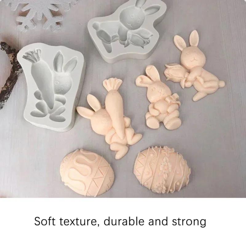 Easter Rabbit Fondant 2024 Silicone Mold Carrot Cake Decorating Tools Chocolate Cookies Baking Mould Egg DIY Epoxy Mold