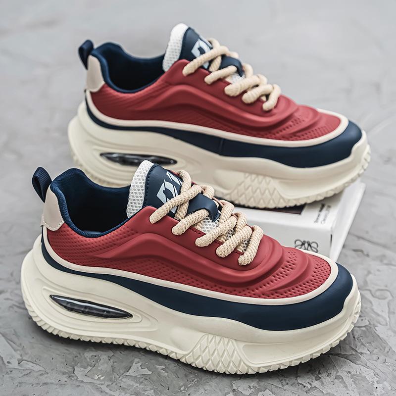 Autumn and Winter New Leather Thick-soled Heightening Dad Shoes Versatile Contrasting Colors Personalized Student Casual Shoes Versatile Men's Shoes