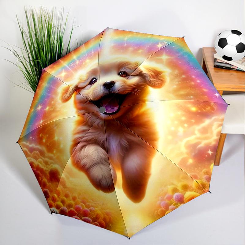 Cute Corgi Puppy Dog Umbrella Automatic Open/close, Sturdy Iron Frame & 8-Rib Struct, Umbrella for Women & Men, Christmas Gifts
