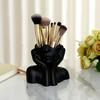 1pc Facial Styling Makeup Brush Holder | Black and White PVC Makeup Storage Box Designed for Women/Ladies' Faces - Lightweight and Portable, Suitable