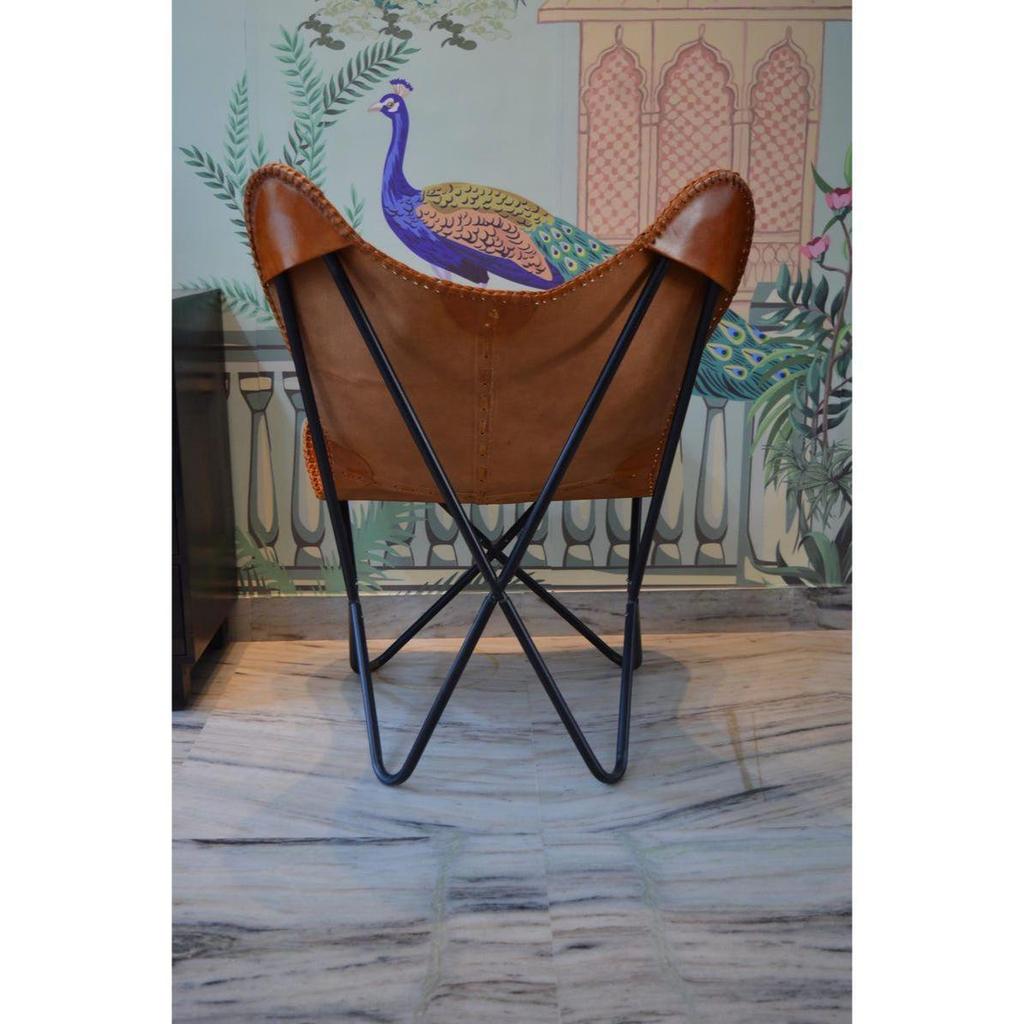 Leather Butterfly Chair, Tan Brown Color Relexing Chair, Home Decor Furniture