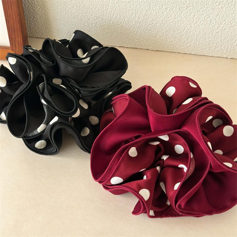 Vintage Polka Dot Scrunchies Large Hair Tie for Women Aesthetic Ponytail Holder Fashion Hair Accessory