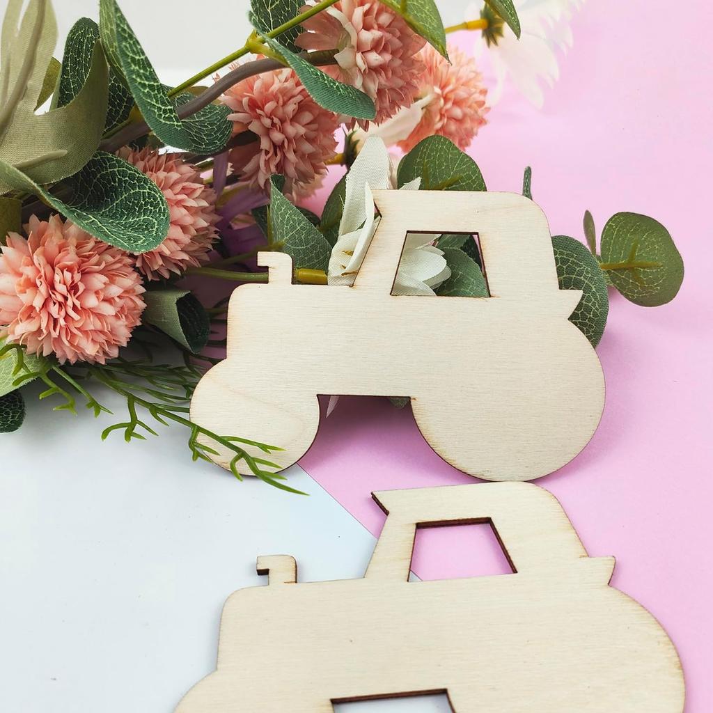 30 Pack Unfinished Wood Car Cutouts Crafts Wooden Truck Vehicles to Paint Tractor Shape Cutouts Paint Wooden Cars Hanging Ornaments DIY Gift Tags for