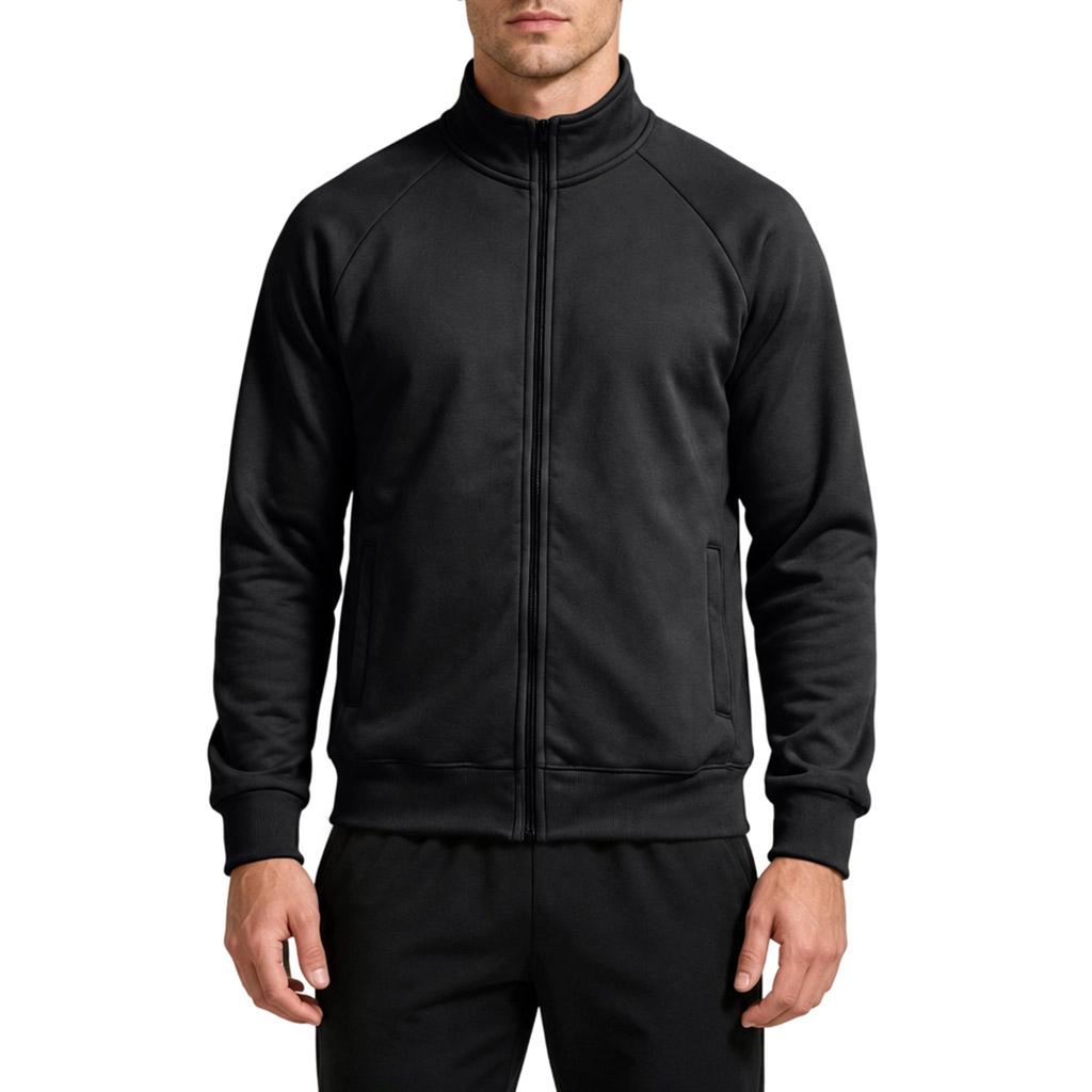 Men's Fall Winter Zip-Up Sweatshirt with Stand Collar, Casual Cardigan Jacket for Everyday Wear