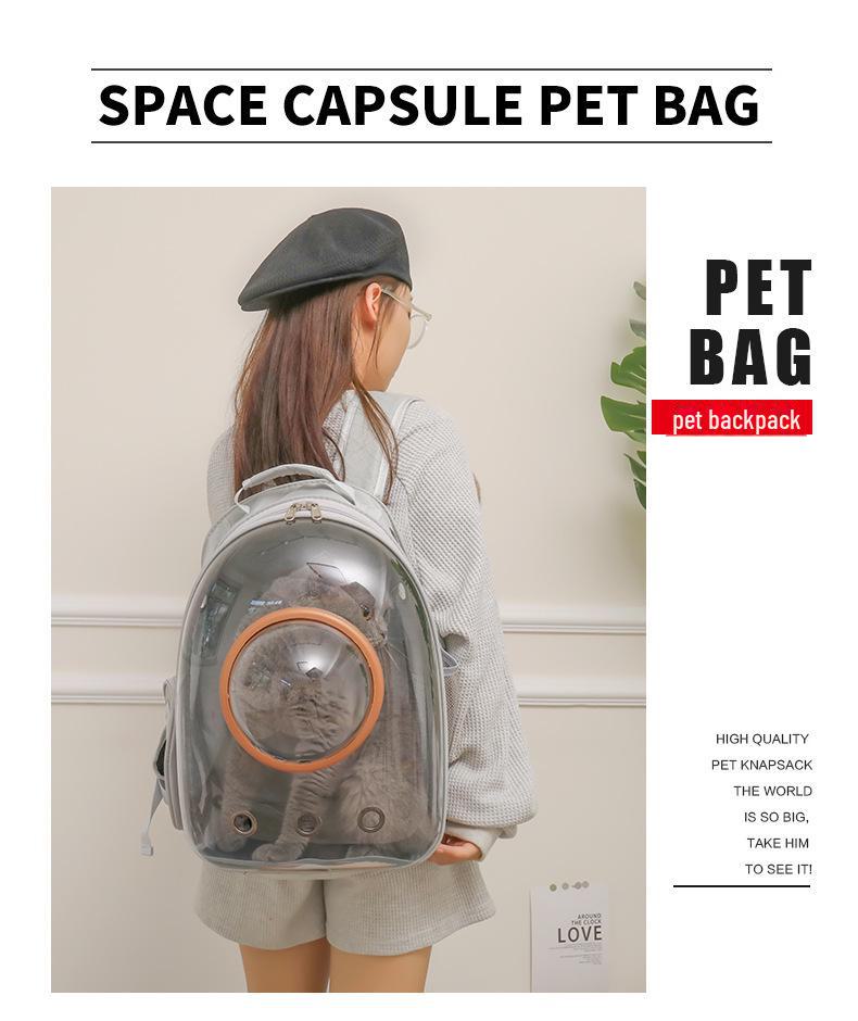 Breathable Transparent Cat Backpack: Spacious, Panoramic Capsule Design for Comfortable Outings - Dual Carry Options