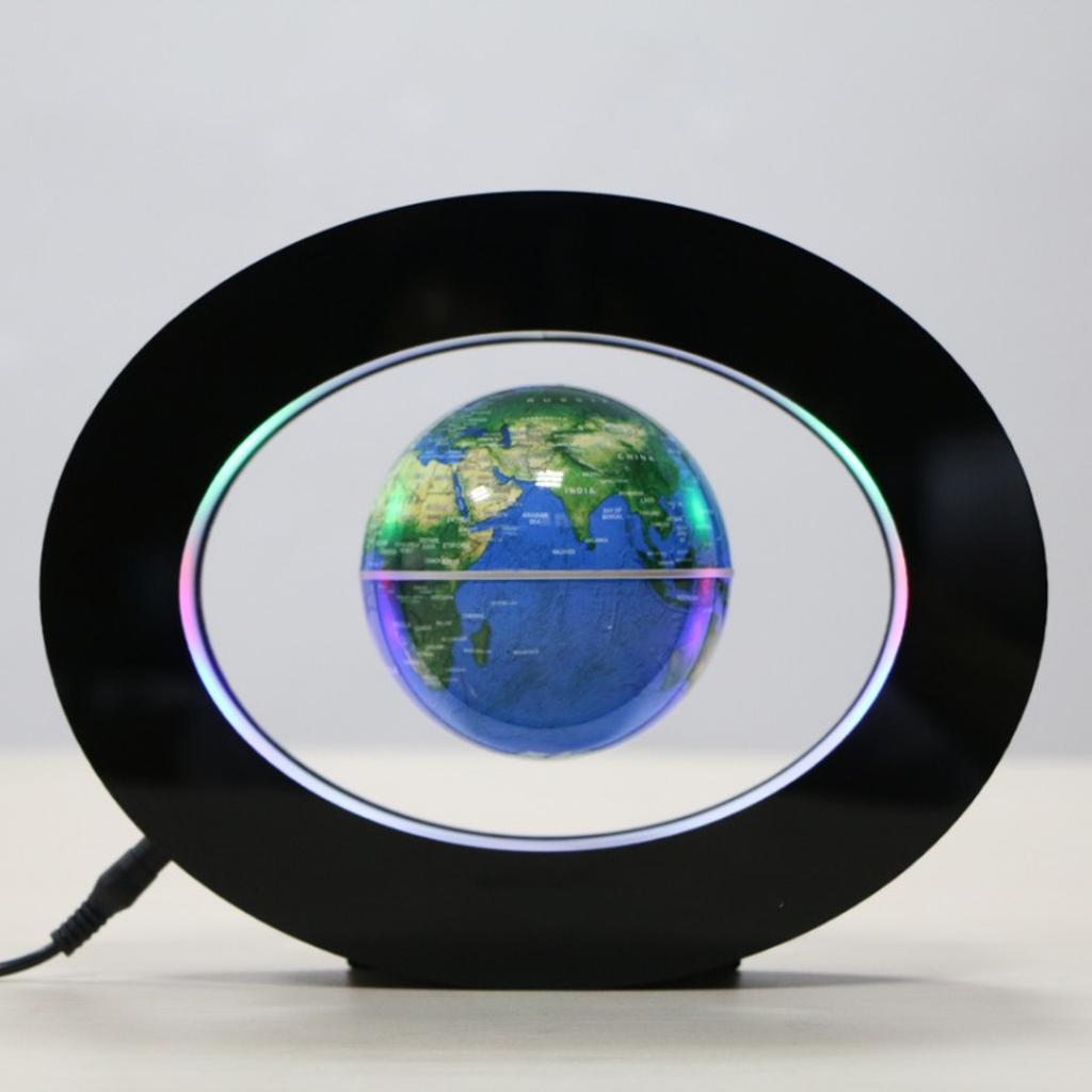 3.5in Magnetic Levitation Floating Globe Magnetic World Map with LED Lights for Home Office Desk Decor 100‑240V Black EU Plug