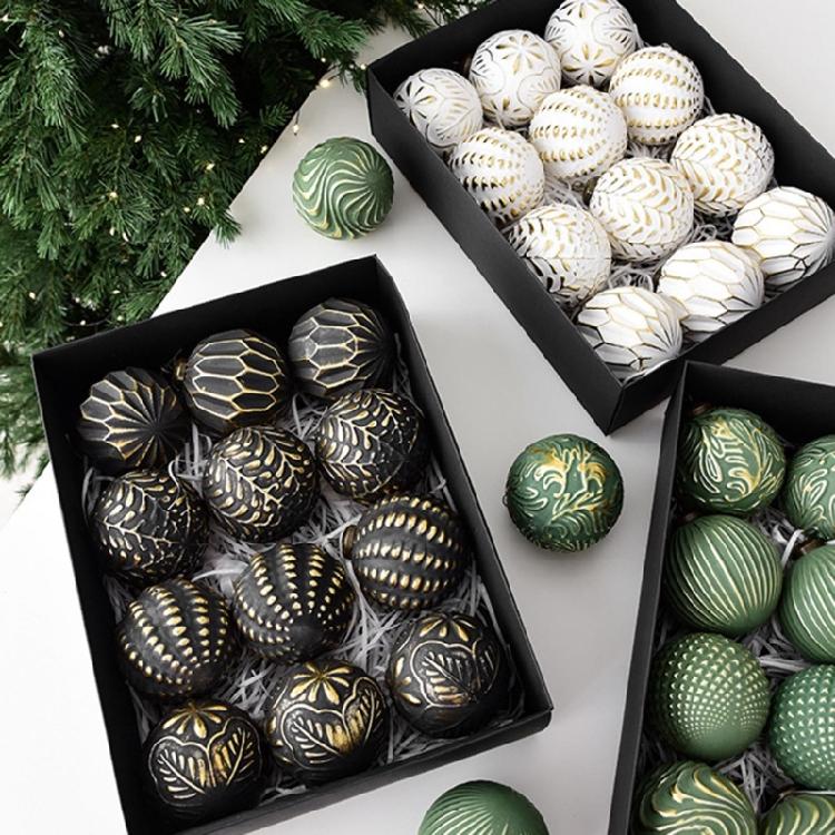 12Pcs Shimmering Christmas Ball Ornament 8cm Shatterproof Christmas Baubles Hanging Decorations for Tree Wreath Mantels