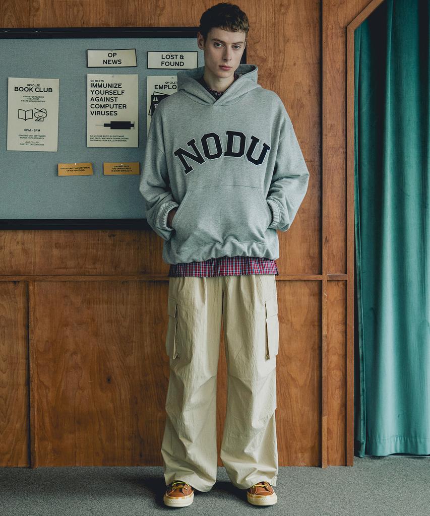 NODU Cargo Tuck Drawstring Wide-Leg Pants [Beige]