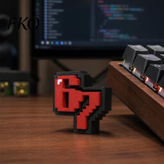 Solid Base Display Decor 3D Printed 67 Clicker Fidget Toy, Pixel Art Desk Decor, Stress Relief Sculpture with Matte Craft Accessory Base, for
