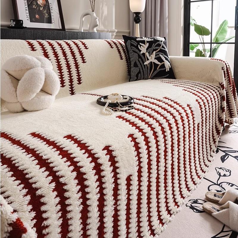 Simple Fashion Sofa Towel Mat Thicken Plush Non-slip All-inclusive Corner Seat Cover Winter Warm Couch Cushion for Living Room